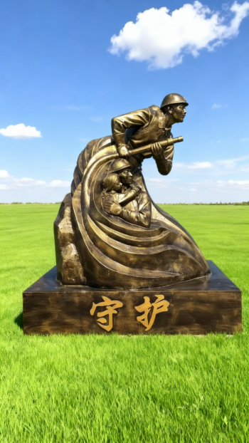 玻璃钢仿铜消防员雕塑 (4)