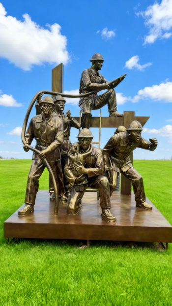 玻璃钢仿铜消防员雕塑 (5)