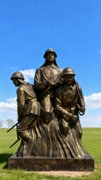 玻璃钢仿铜消防员雕塑 (9)