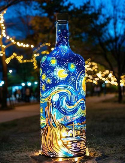 玻璃钢透明发光瓶子雕塑