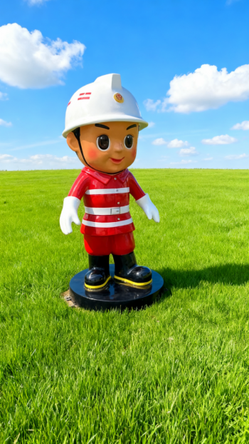 玻璃钢卡通消防员雕塑 (1)