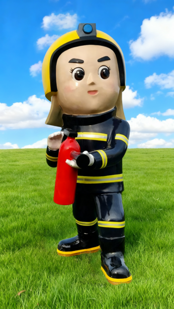 玻璃钢卡通消防员雕塑 (2)