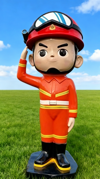 玻璃钢卡通消防员雕塑 (4)