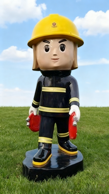 玻璃钢卡通消防员雕塑 (5)