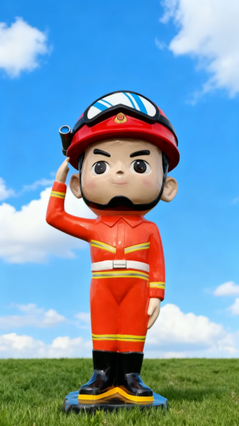 玻璃钢卡通消防员雕塑 (6)