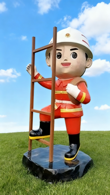 玻璃钢卡通消防员雕塑 (7)
