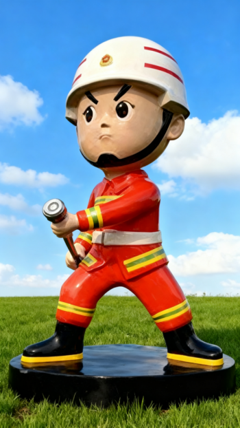 玻璃钢卡通消防员雕塑 (8)