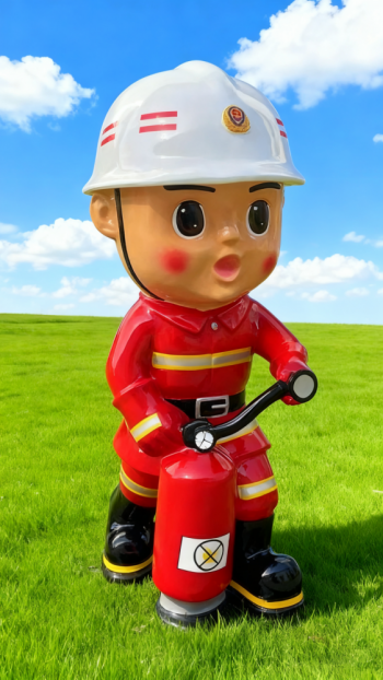 玻璃钢卡通消防员雕塑 (14)