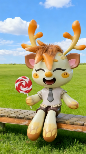 玻璃钢卡通小鹿雕塑 (2)