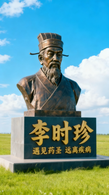 玻璃钢仿铜李时珍雕塑 (1)