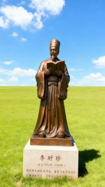 玻璃钢仿铜李时珍雕塑 (3)