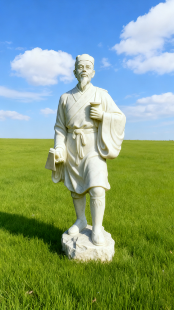 玻璃钢仿汉白玉石头李时珍雕塑 (4)