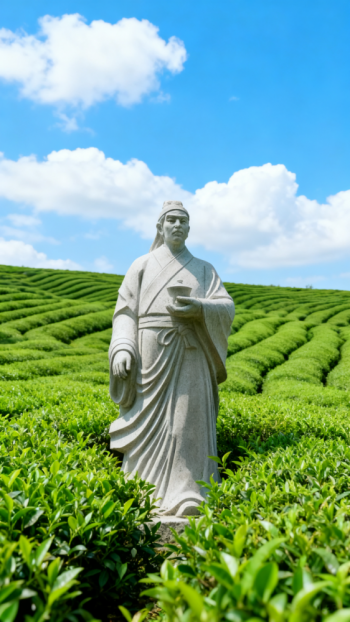 玻璃钢仿花岗岩陆羽雕塑