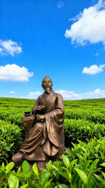 玻璃钢仿紫铜陆羽雕塑