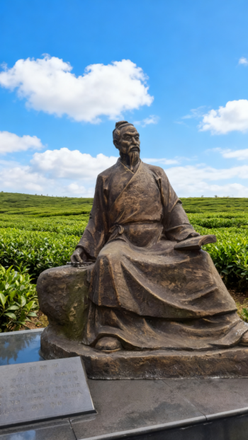玻璃钢仿铜历史名人茶圣陆羽雕塑