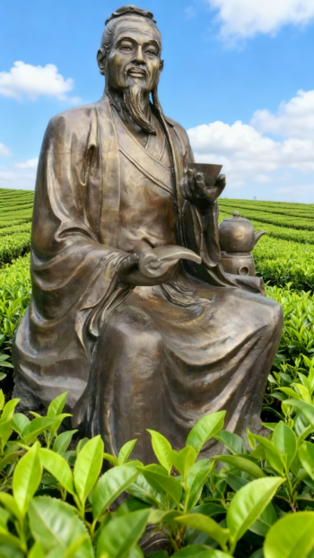 喝茶的茶圣陆羽雕塑