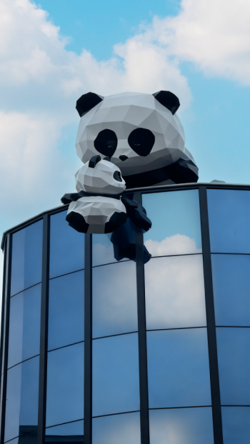 玻璃钢母子熊猫雕塑 (10)