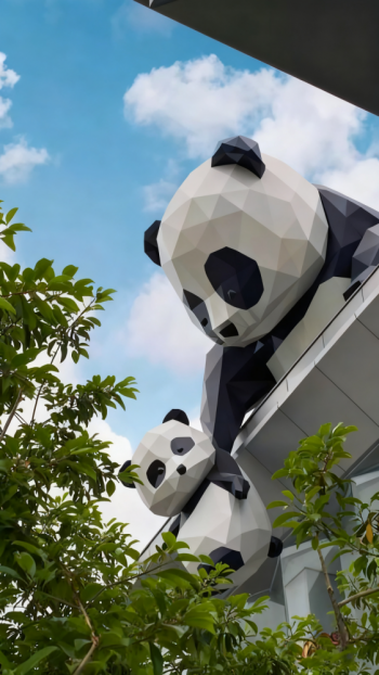 玻璃钢母子熊猫雕塑 (11)