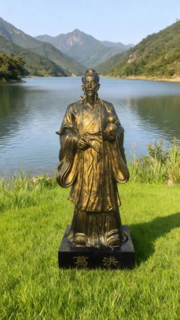 玻璃钢仿铜十大名医之葛洪雕塑 (1)