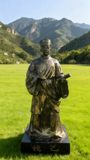 玻璃钢仿铜十大名医之钱乙雕塑 (3)