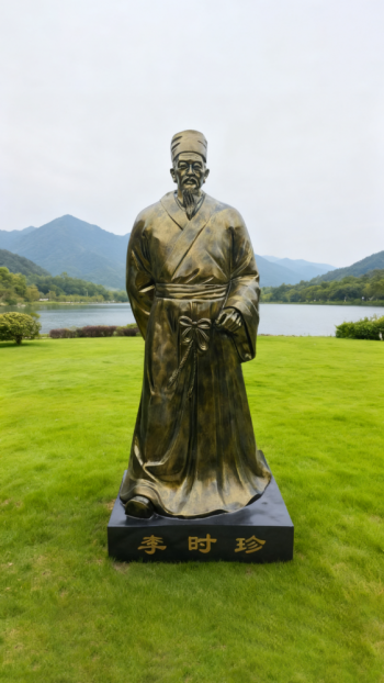 玻璃钢仿铜十大名医之李时珍雕塑 (8)