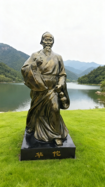 玻璃钢仿铜十大名医之华佗雕塑 (10)