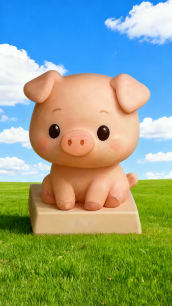 玻璃钢卡通12生肖猪雕塑 (10)