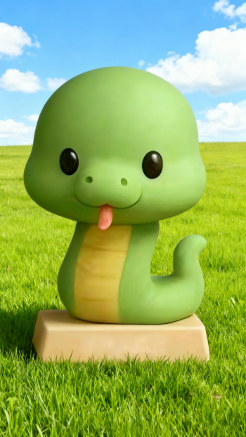 玻璃钢卡通12生肖蛇雕塑 (11)