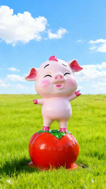 水果底座生肖动物雕塑 (10)