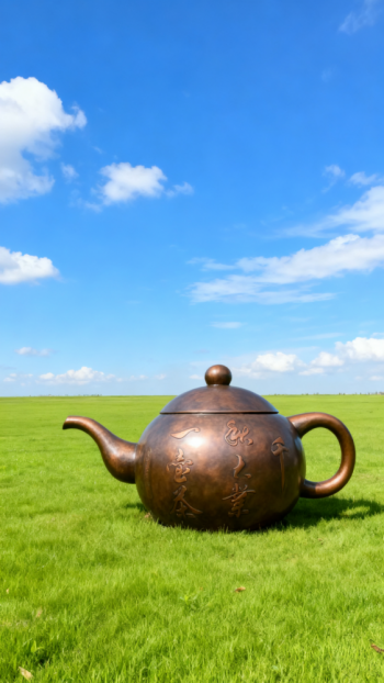 玻璃钢仿铜茶壶雕塑 (6)