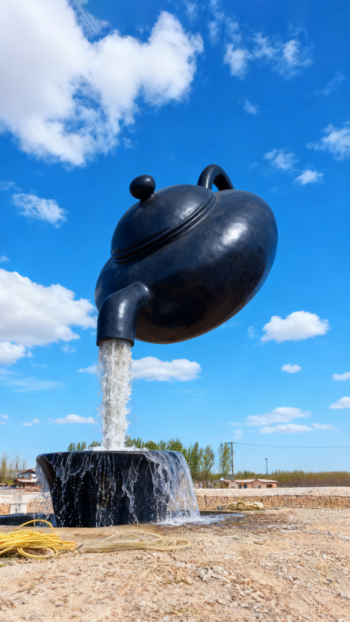 玻璃钢悬空流水天壶茶壶景观雕塑 (3)