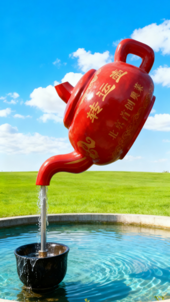 玻璃钢悬空流水天壶茶壶景观雕塑 (15)