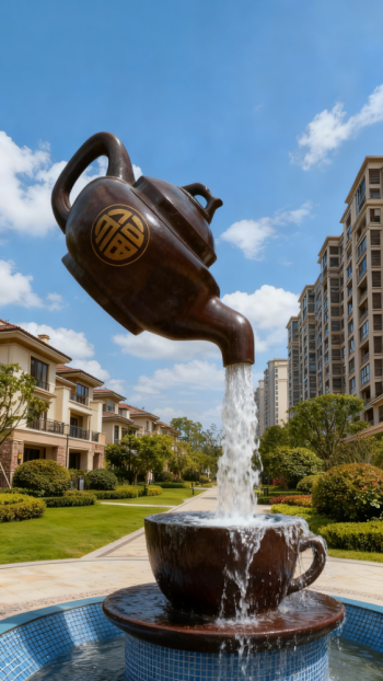 玻璃钢悬空流水天壶茶壶景观雕塑 (16)