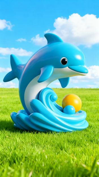 玻璃钢卡通海豚雕塑 (14)