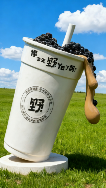 玻璃钢仿真奶茶杯雕塑 (1)