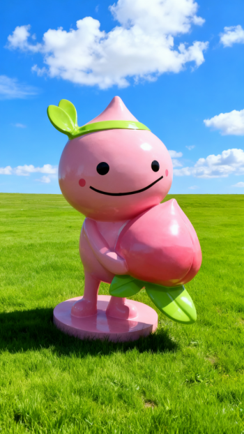 玻璃钢卡通桃子雕塑公仔