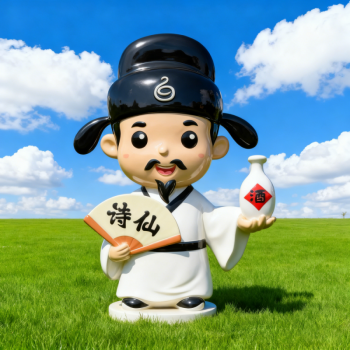 李白玻璃钢卡通雕塑