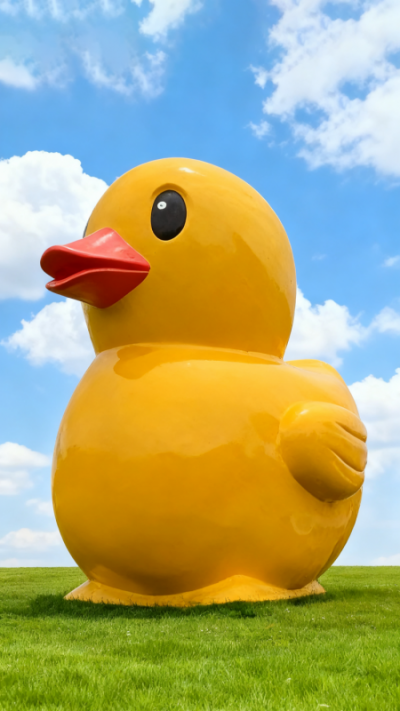 大型玻璃钢小黄鸭雕塑