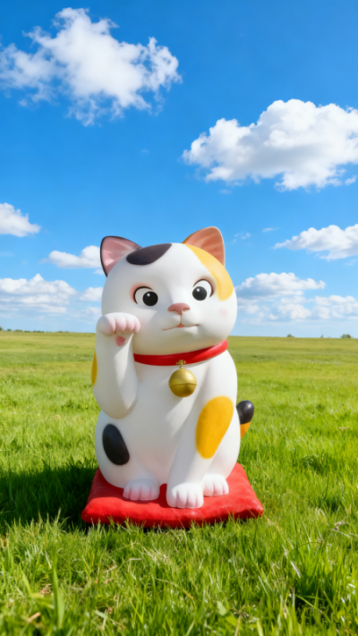 玻璃钢卡通猫咪雕塑 (2)