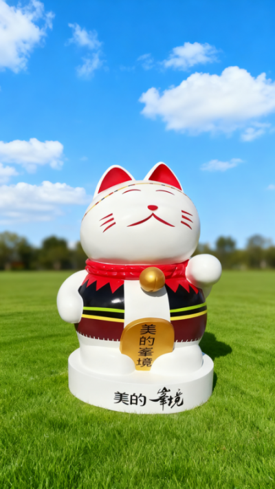 玻璃钢招财猫雕塑 (1)