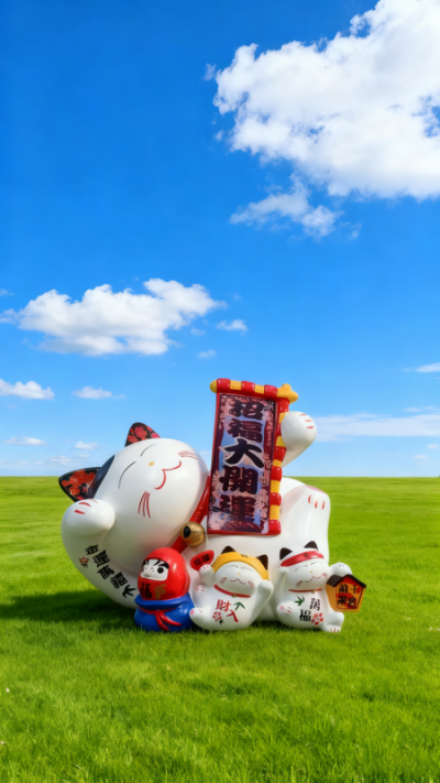 玻璃钢招财猫雕塑 (2)