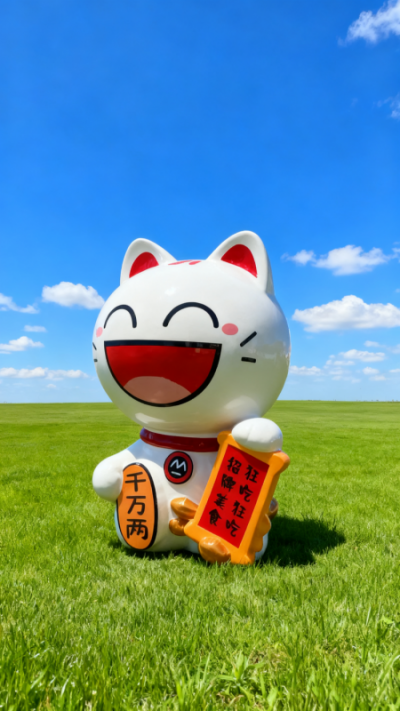 玻璃钢招财猫雕塑 (3)