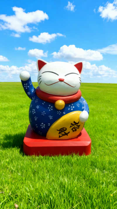 玻璃钢招财猫雕塑 (5)