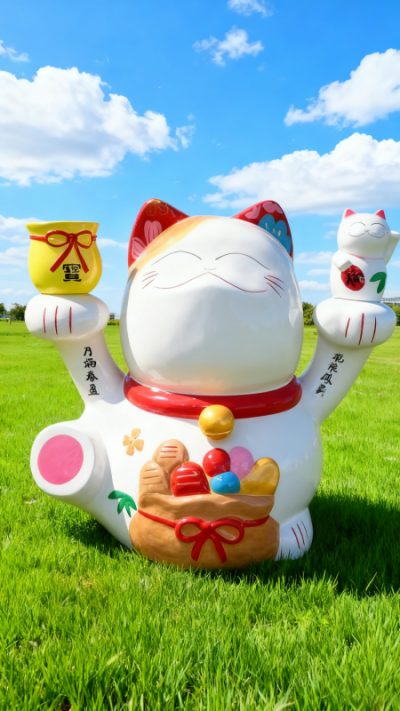 玻璃钢招财猫雕塑 (6)