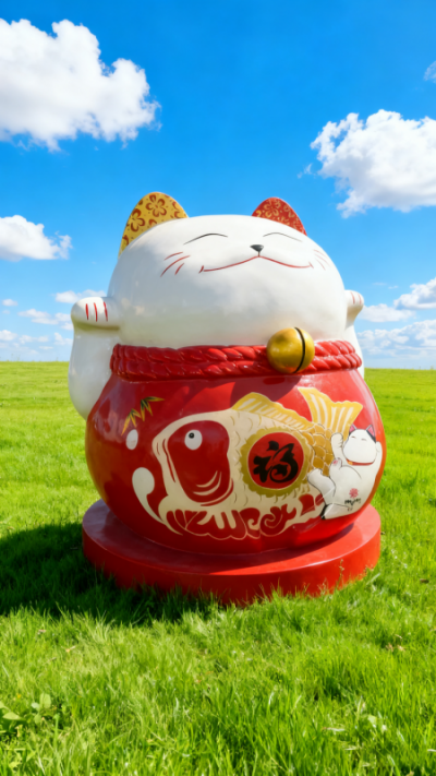 玻璃钢招财猫雕塑 (13)