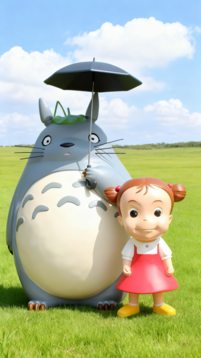 玻璃钢龙猫和小梅雕塑 (9)