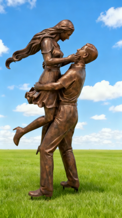 玻璃钢仿铜情侣雕塑