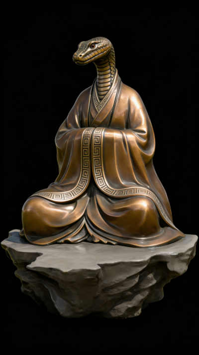 兽首人身铸铜生肖巳蛇雕塑