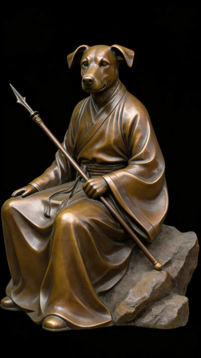 兽首人身铸铜生肖戌狗雕塑