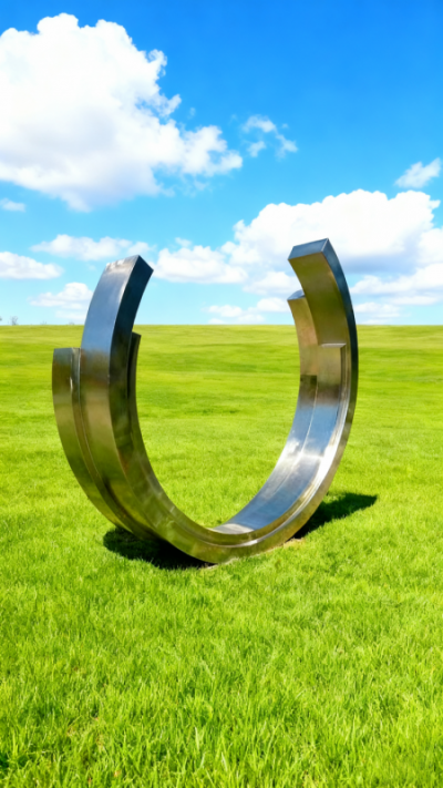 镜面不锈钢C型圆环雕塑